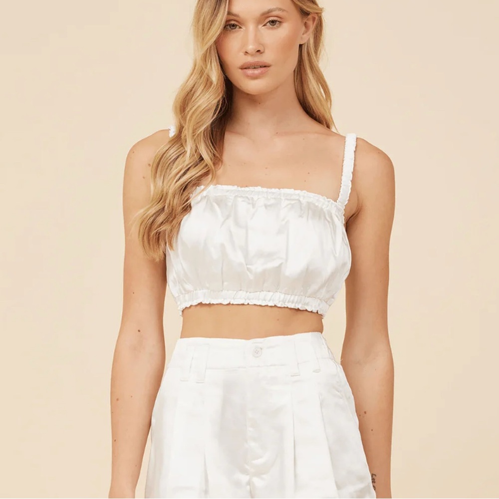 NWOT Vintage Havana White Satin Crop Top
